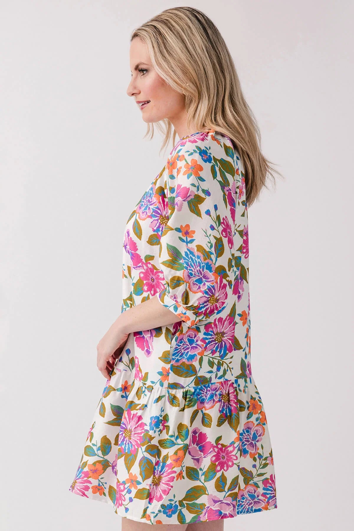 Mid Sleeve Floral Dress