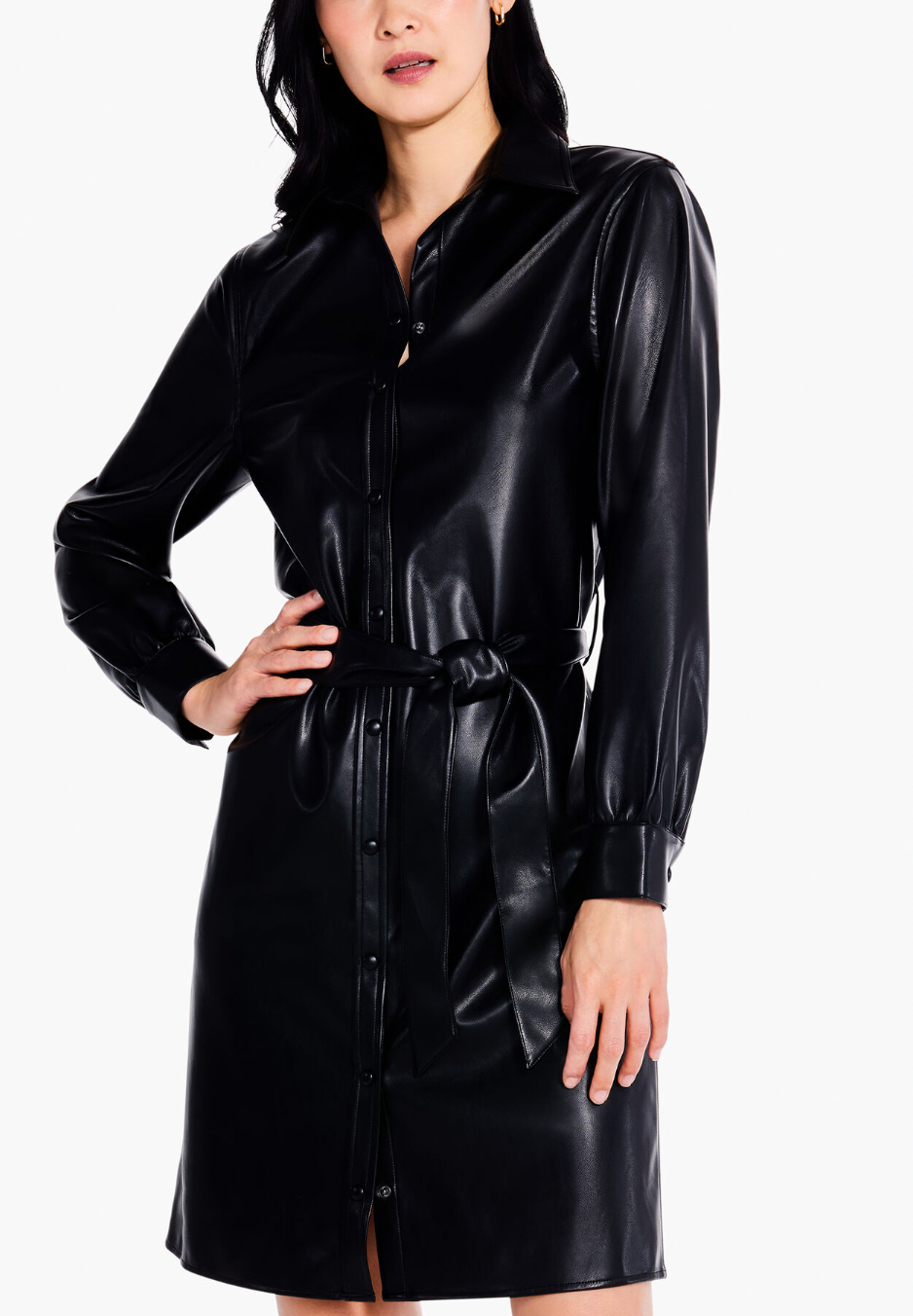 Faux Leather Trench Dress