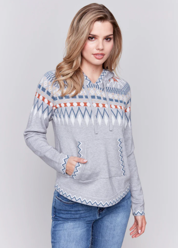 Ski Pattern Hoodie Sweater