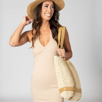 Day Trip Woven Tote With Hat Holder Straps