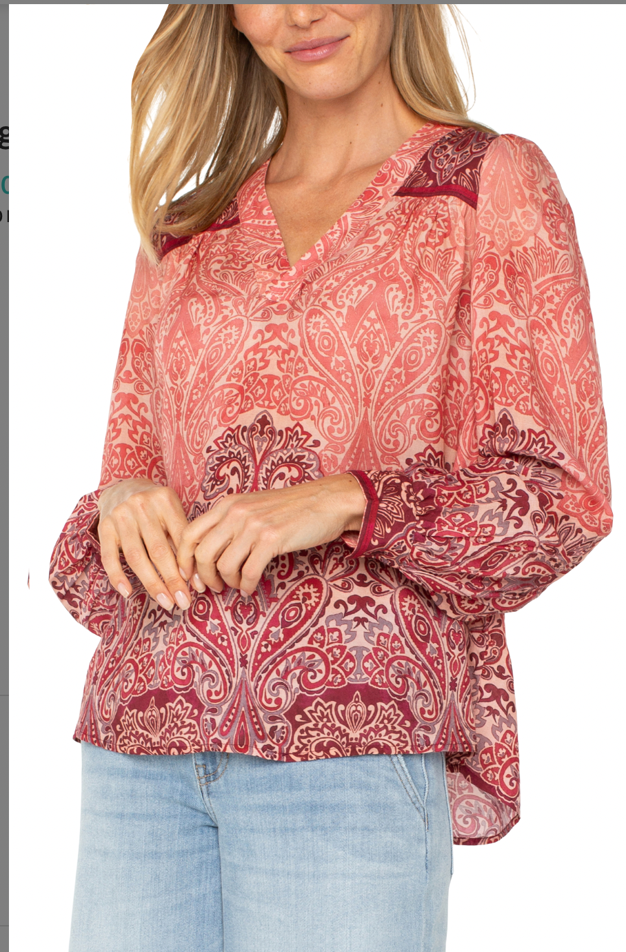 V- Neck Woven Popover Blouse