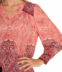 V- Neck Woven Popover Blouse