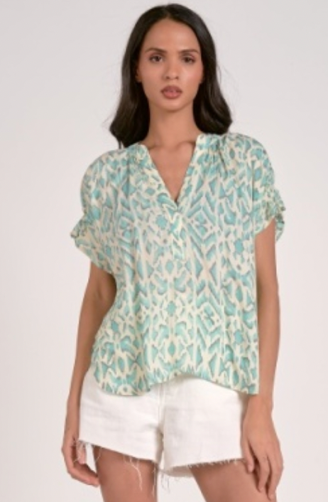 S/S Ikat Ruffle Sleeve