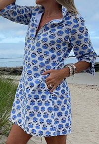 Sconset Block Print Shirt Dress