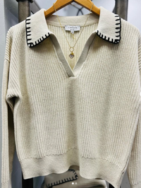 Whip Stitch Polo Sweater