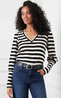 Striped Bishop Sleeve Top