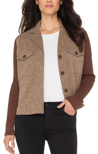 Shacket w/ Sweater Sleeves