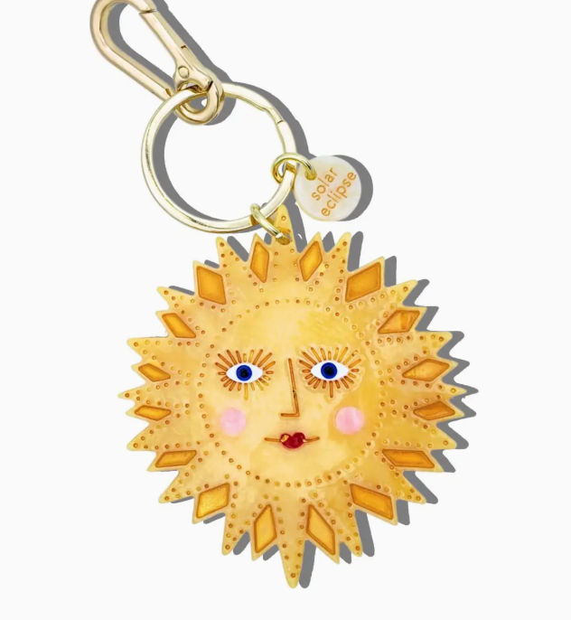 Hand-Painted Celestial Sun Bag Charm + Keychain
