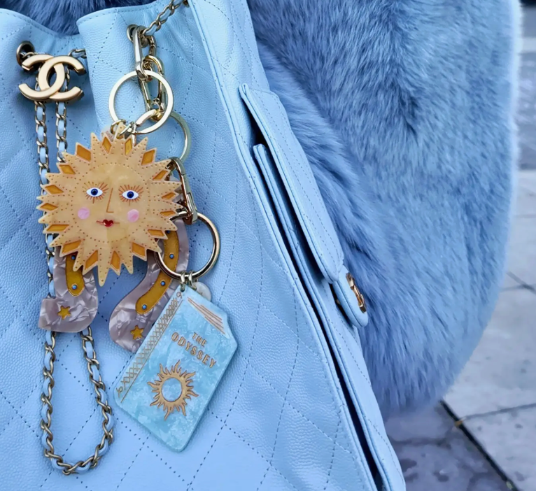 Hand-Painted Celestial Sun Bag Charm + Keychain