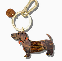 Hand-Painted Dachshund Dog Bag Charm + Keychain| Eco-Friendly
