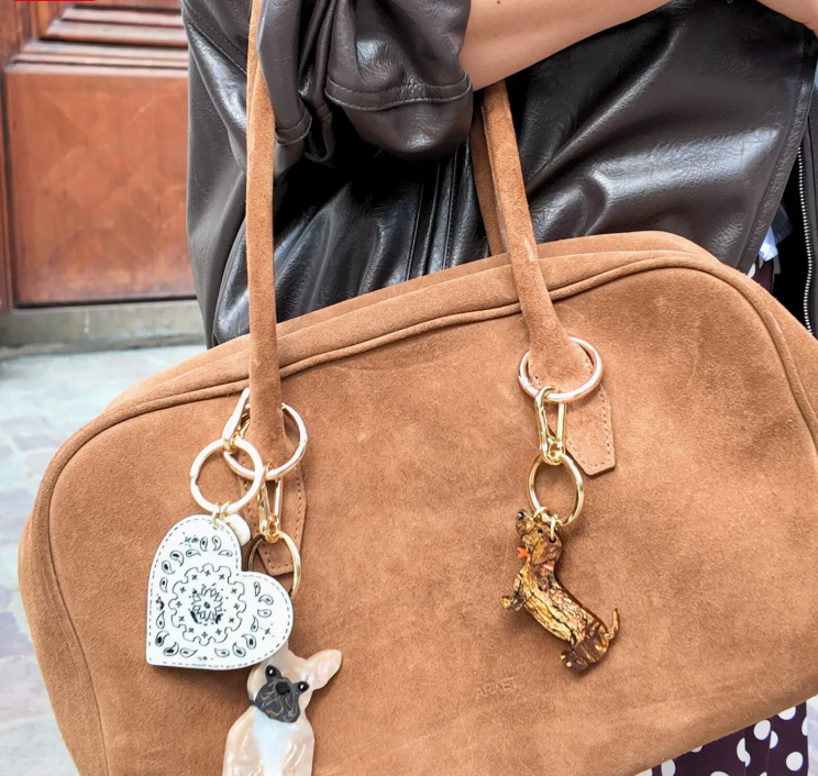 Hand-Painted Dachshund Dog Bag Charm + Keychain| Eco-Friendly