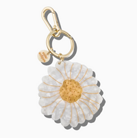Hand-Painted Daisy Bag Charm & Keychain | Eco-Friendly
