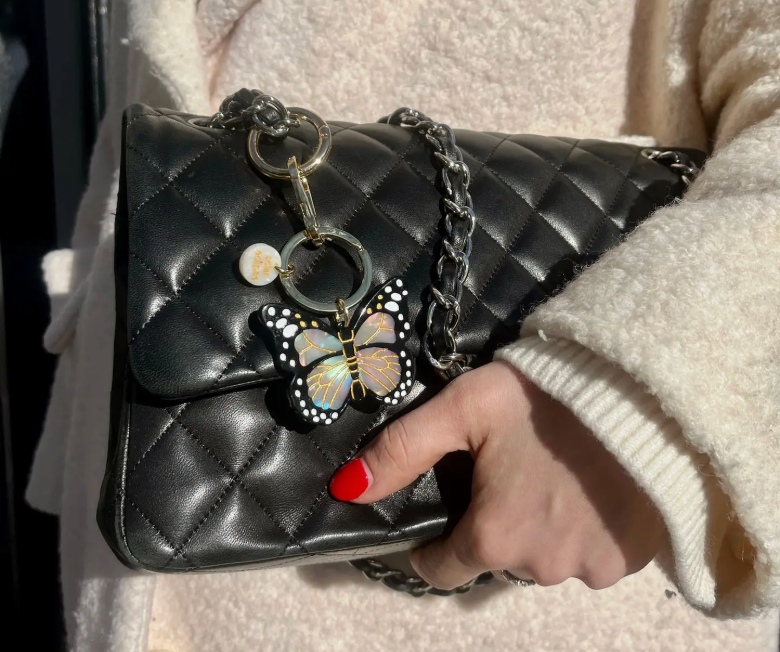 Hand-Painted Monarch Butterfly Bag Charm + Keychain