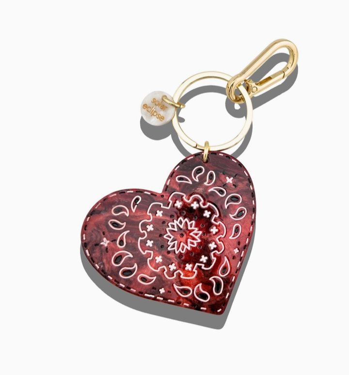 Hand painted Paisley heart Bag Charm-Key Chain