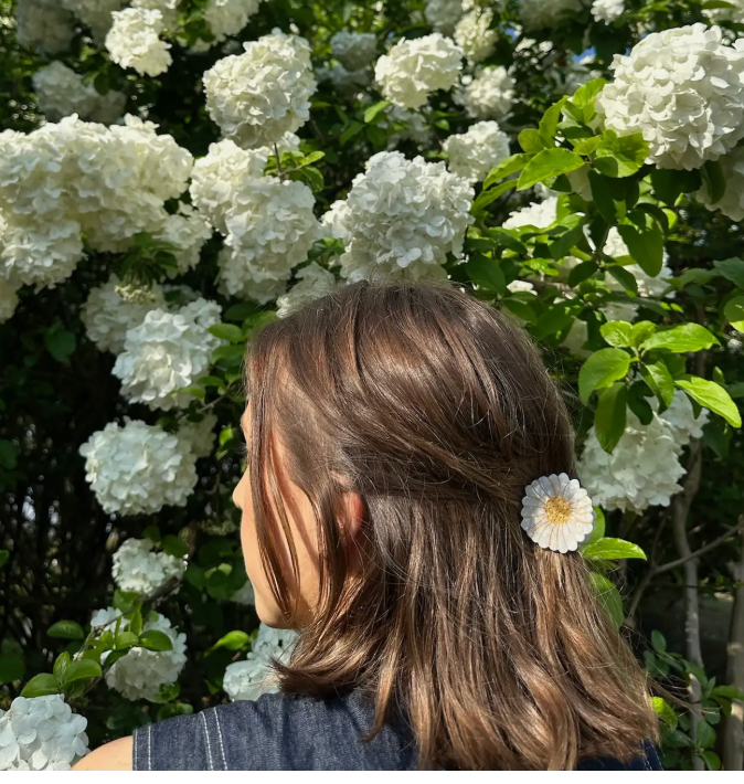 Hand-Painted Mini Daisy Claw Hair Clip | Eco-Friendly