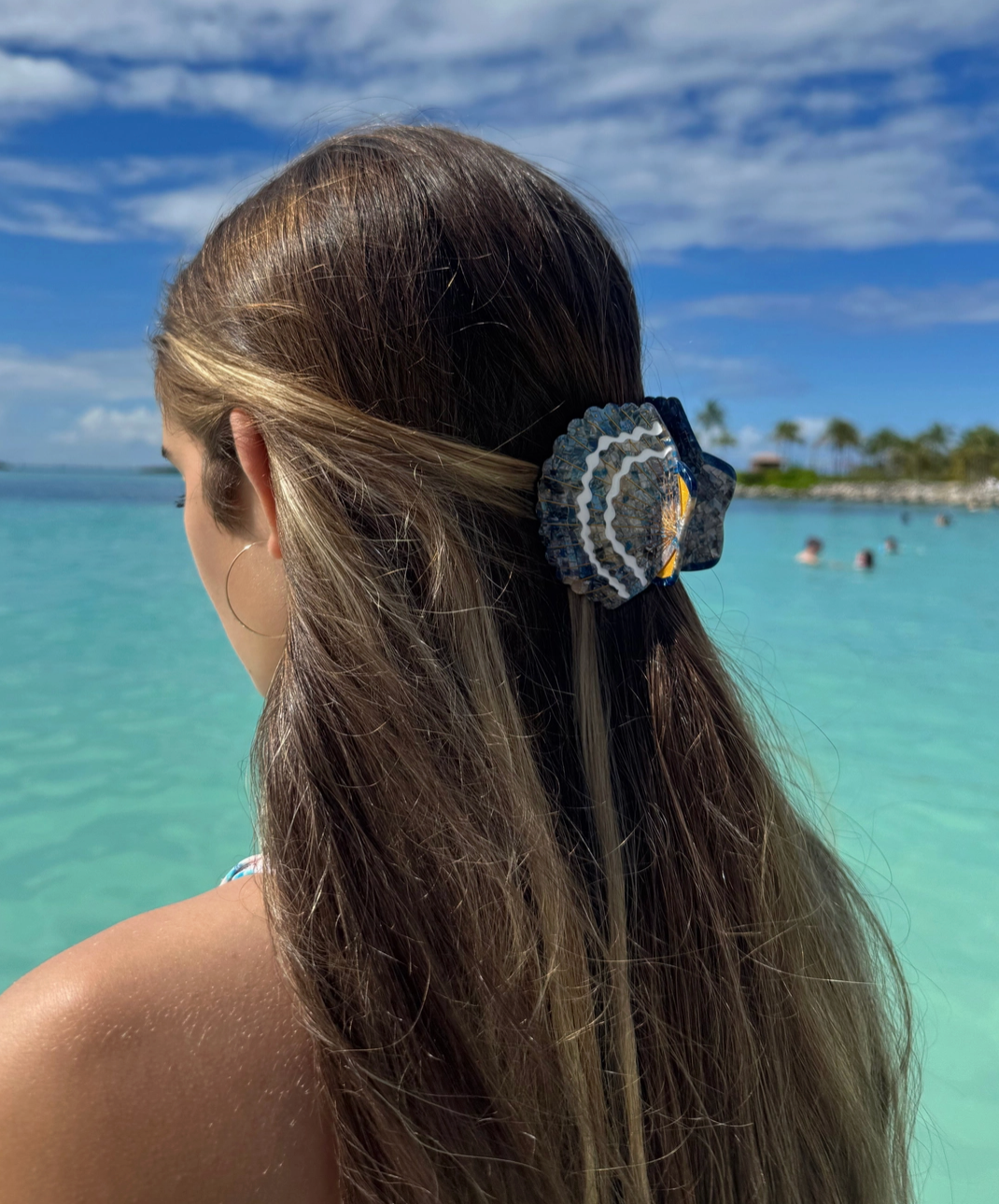 Hand-Painted Seashell Claw Hair Clip | Eco-Friendly