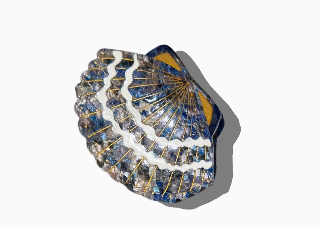 Hand-Painted Seashell Claw Hair Clip | Eco-Friendly