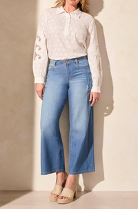 Audry Pleated Wide Leg Jeans