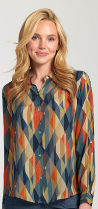 Button-Up Blouse W/ Roll-Up Sleeve