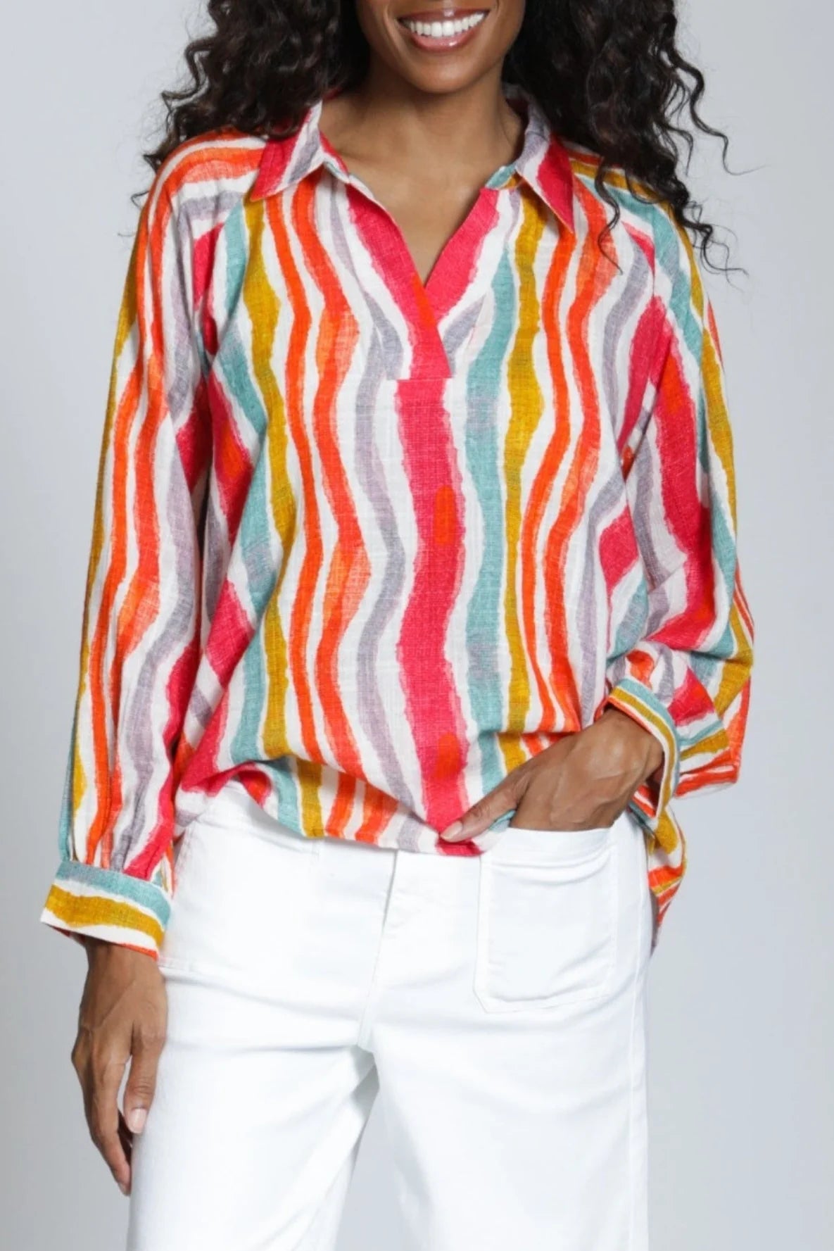 Half-Plaket Pullover Blouse