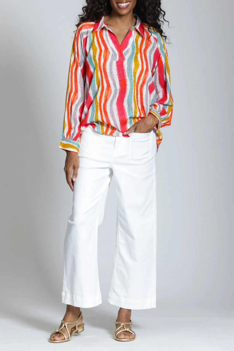 Half-Plaket Pullover Blouse