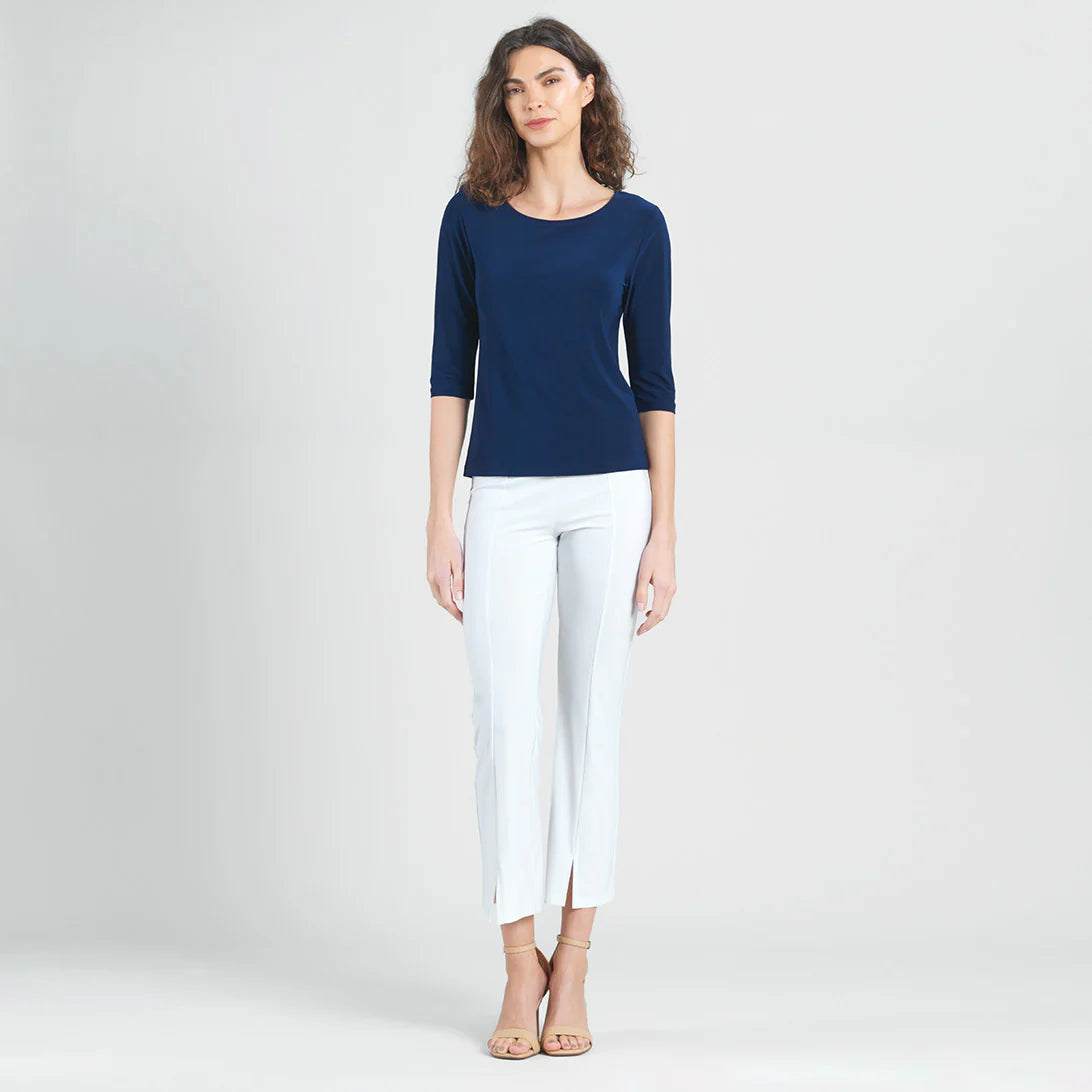 Solid Basic Scoop Neck 3/4 Sleeve Top