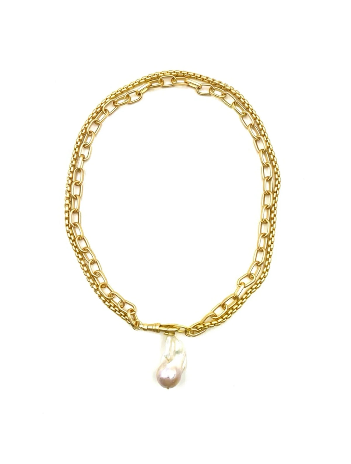 Uno Pearl Matte Gold Necklace S26