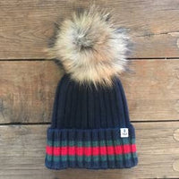 Buoy Stripe Hat Natural Pom