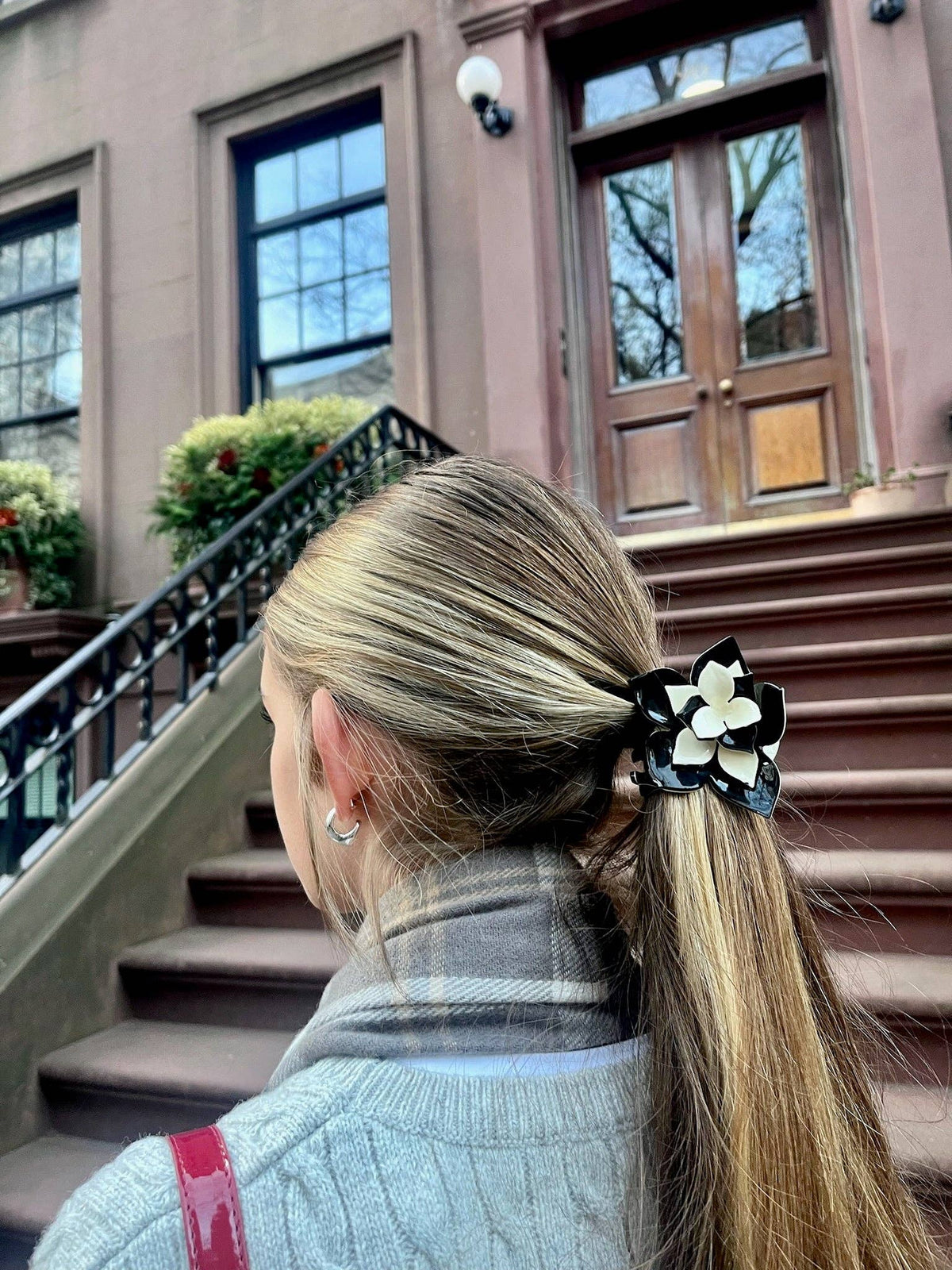 Hand-painted Origami Magnolia Flower Hair Clip