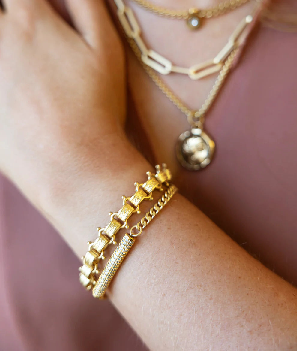 Matte Gold Book Chain Bracelet