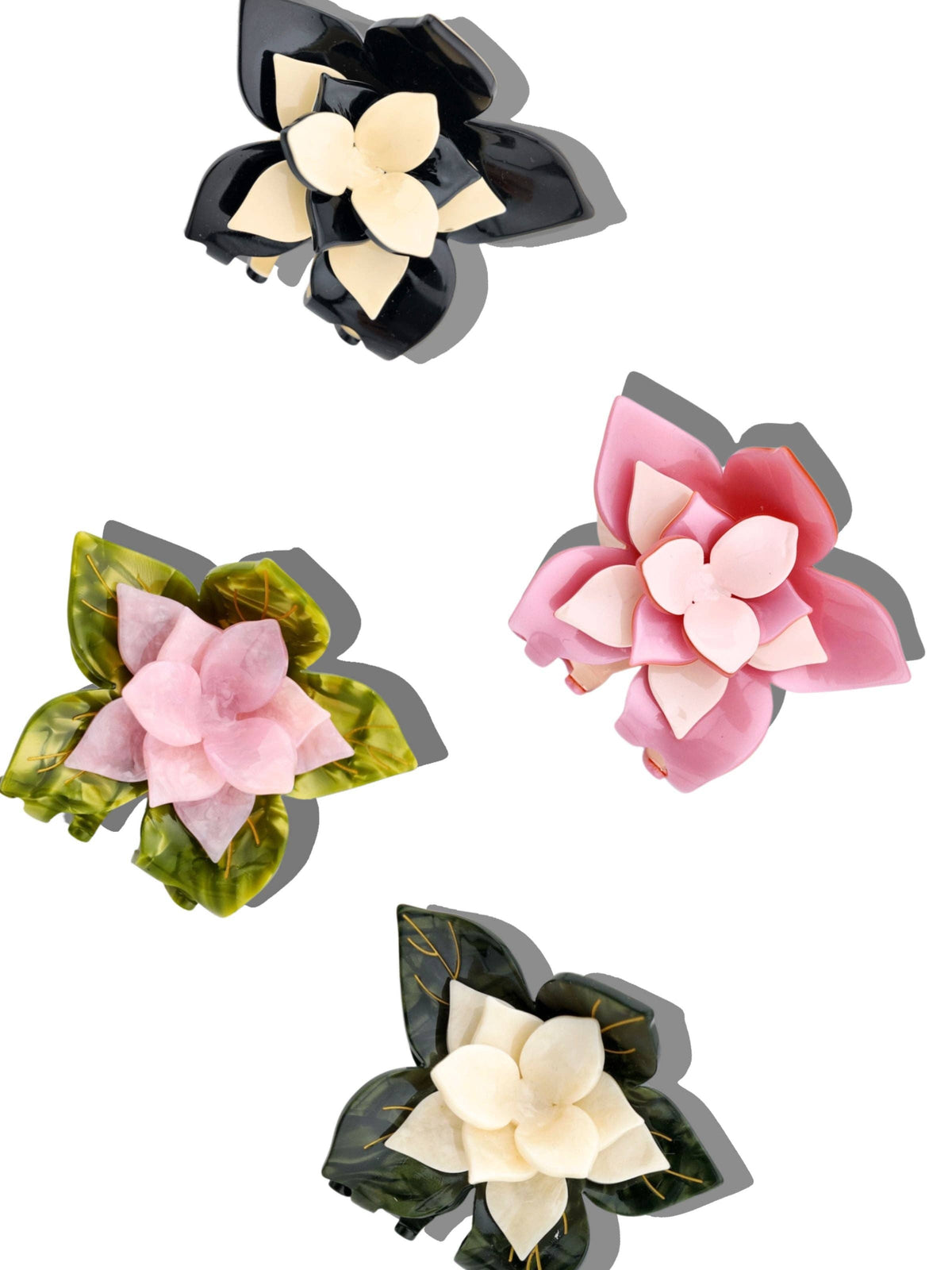 Hand-painted Origami Magnolia Flower Hair Clip