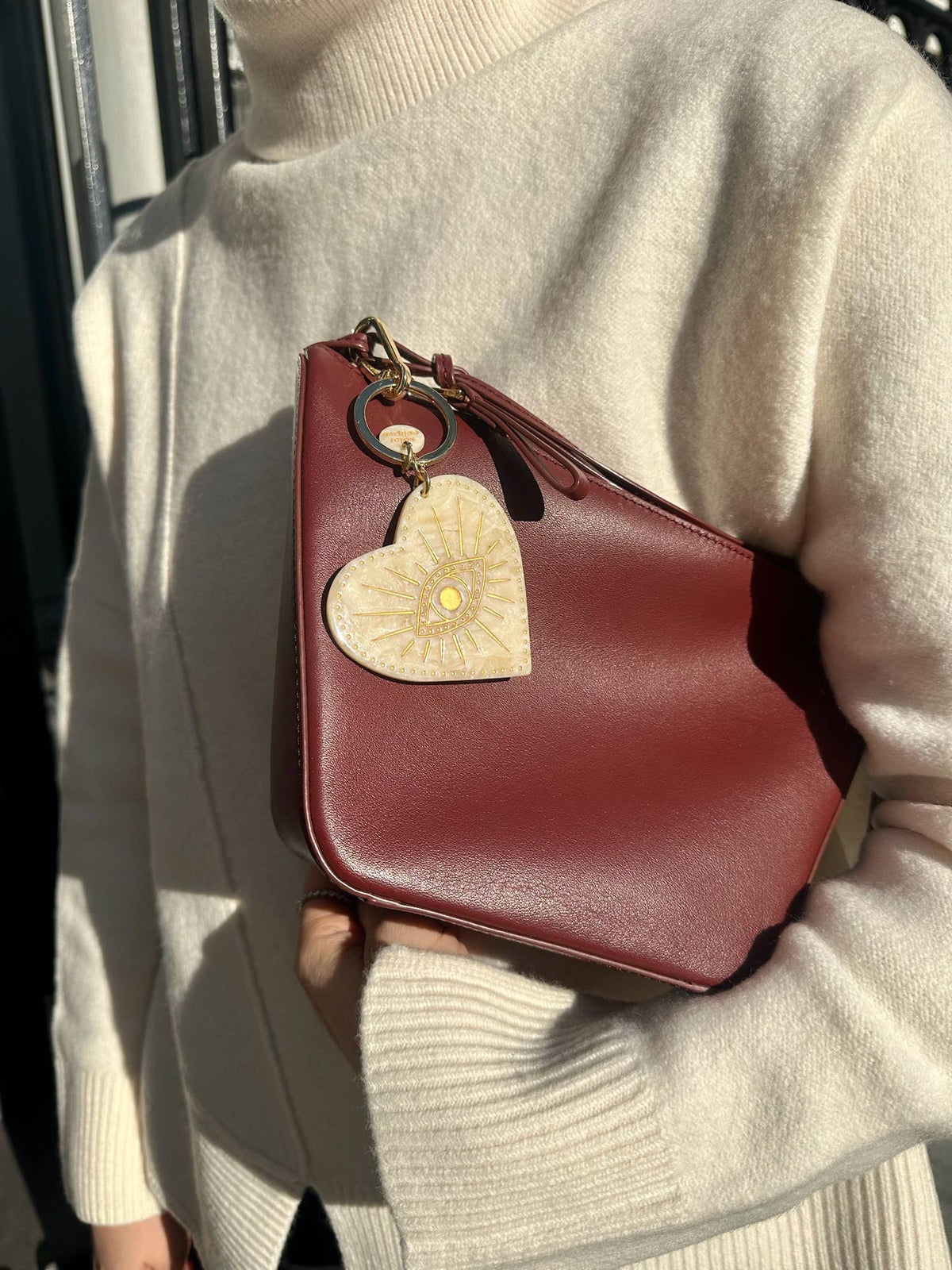 Hand-painted Celestial Heart Bag Charm + Keychain