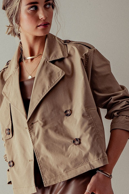 Double Breasted Cropped Trench
