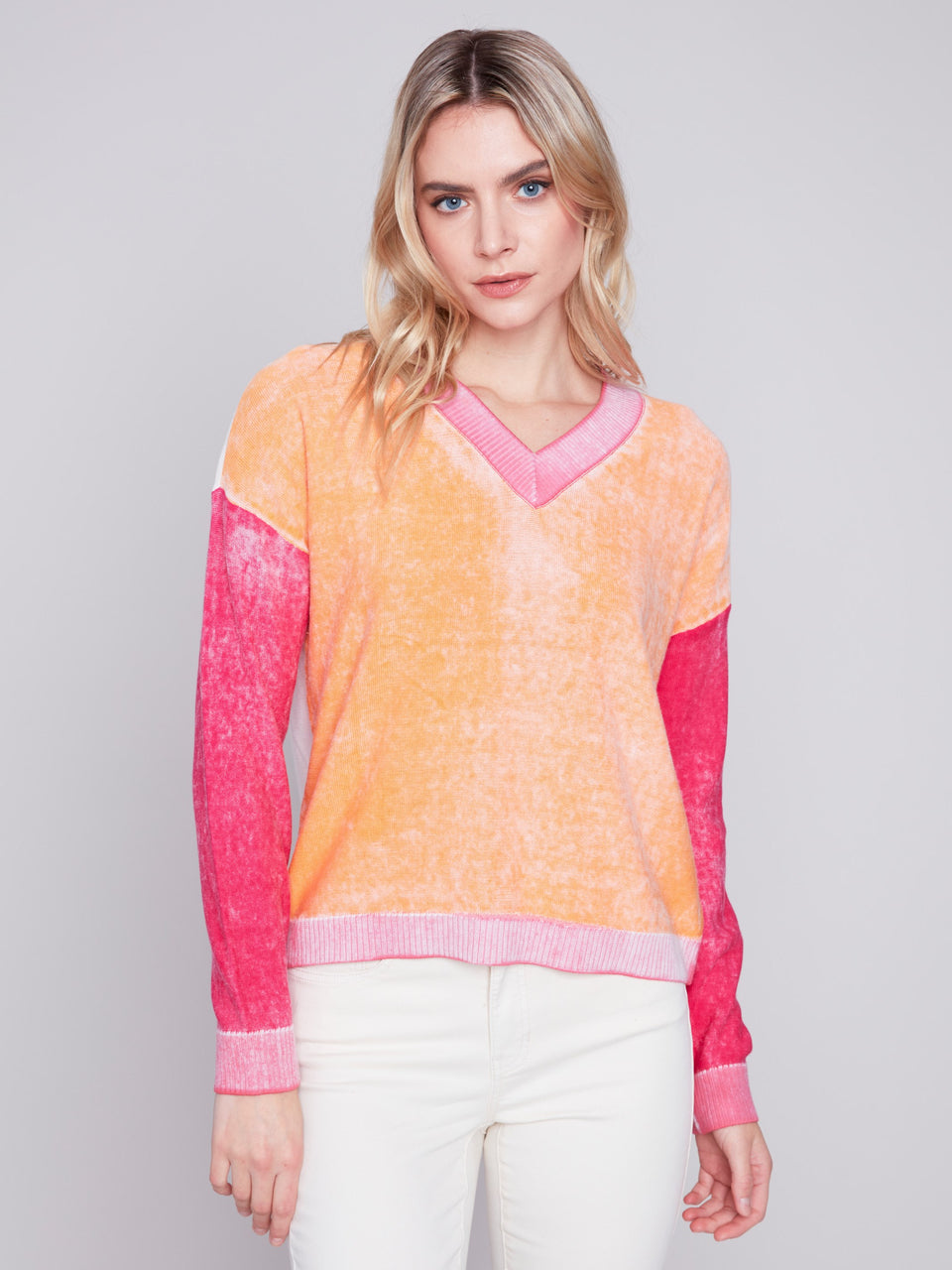 Color Block Cotton Sweater