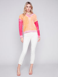 Color Block Cotton Sweater