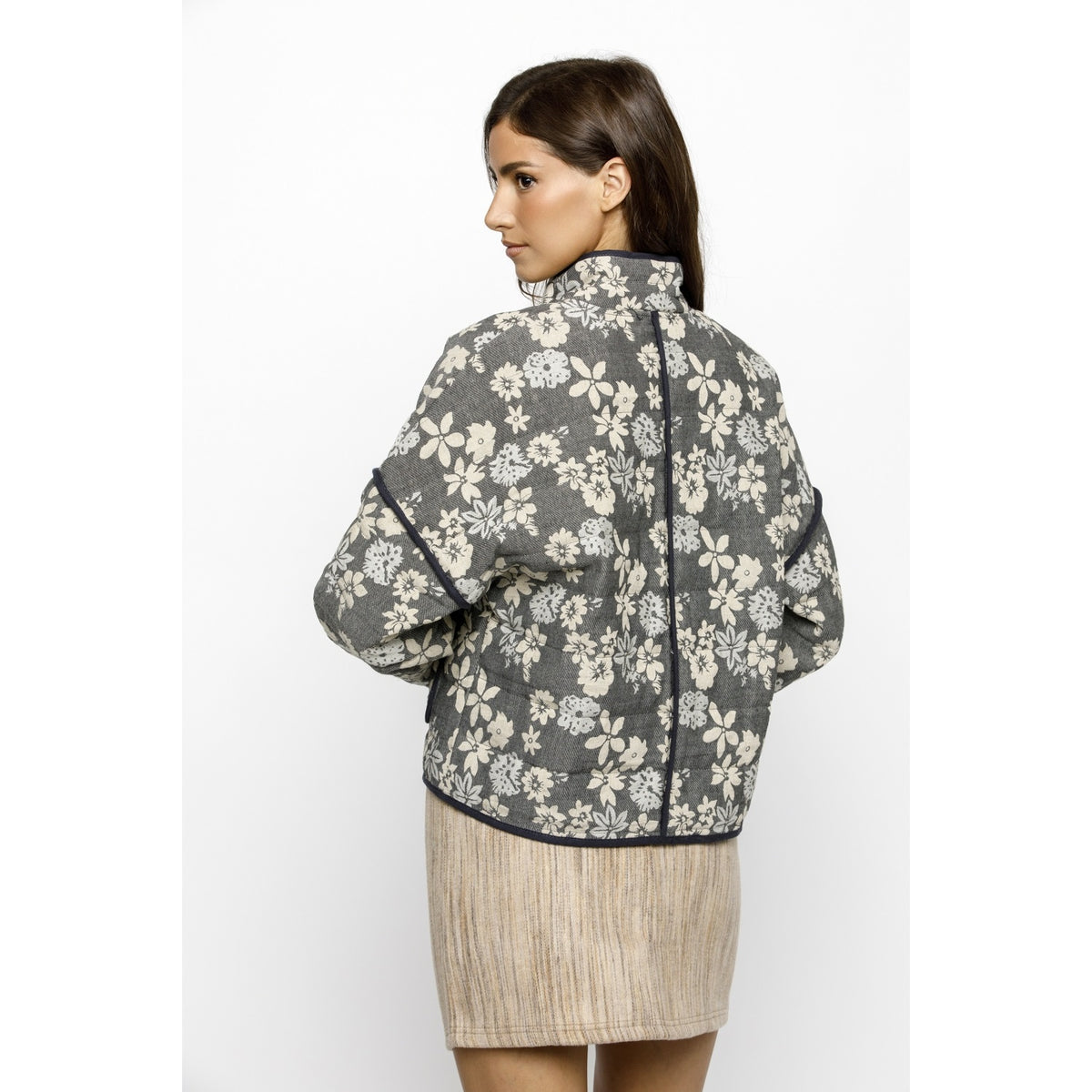 Floral Printed Quilted Thick Jacket