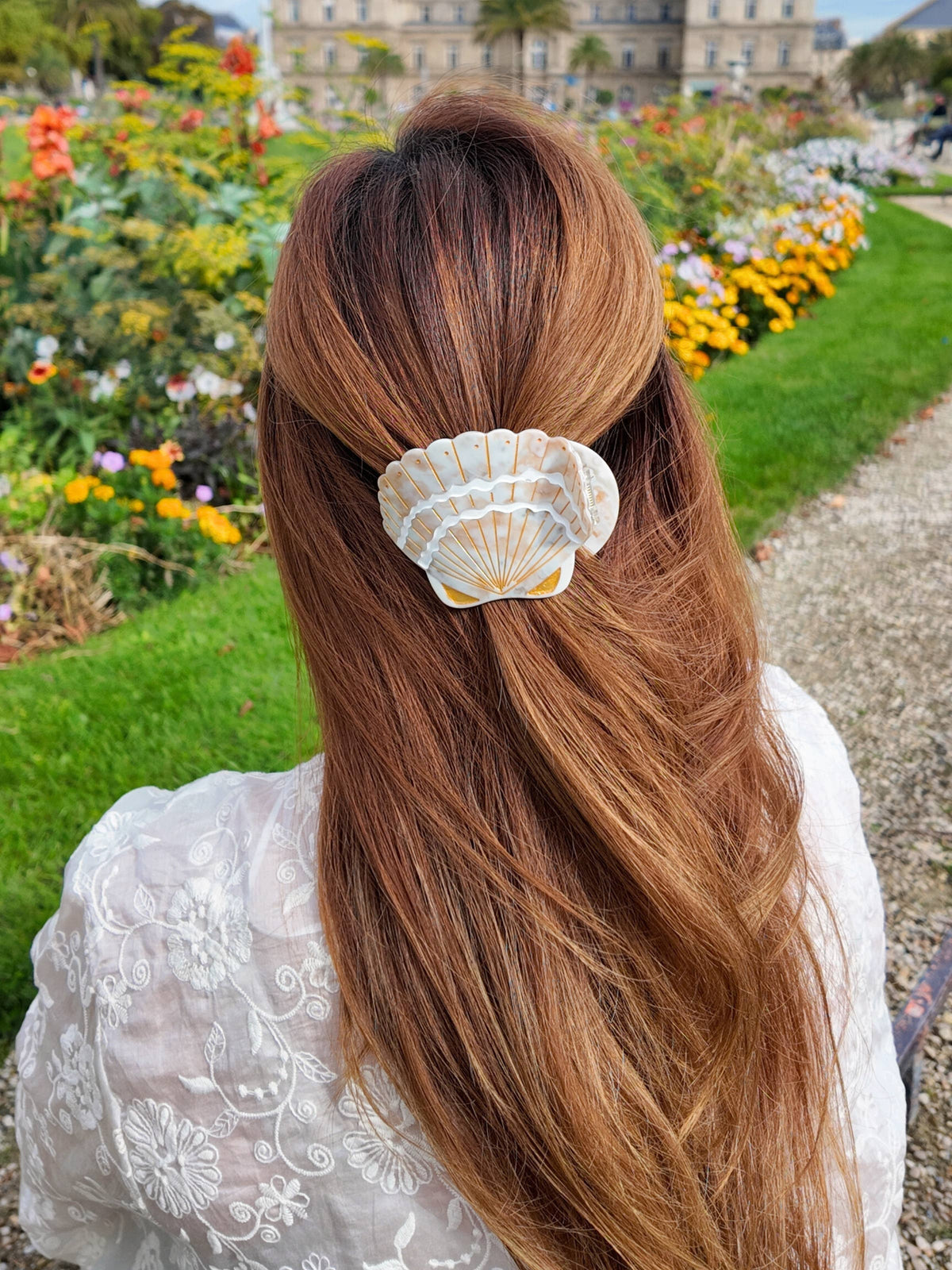 Handmade Seashell Lay Down Claw Clip | Eco-Friendly