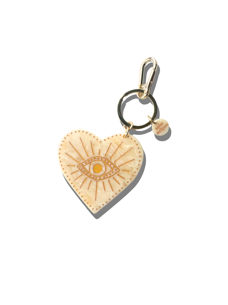 Hand-painted Celestial Heart Bag Charm + Keychain