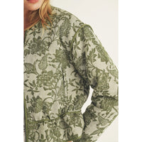 Olive Floral Quilted Jacket