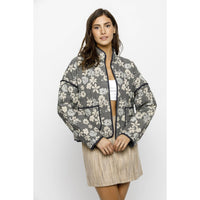 Floral Printed Quilted Thick Jacket