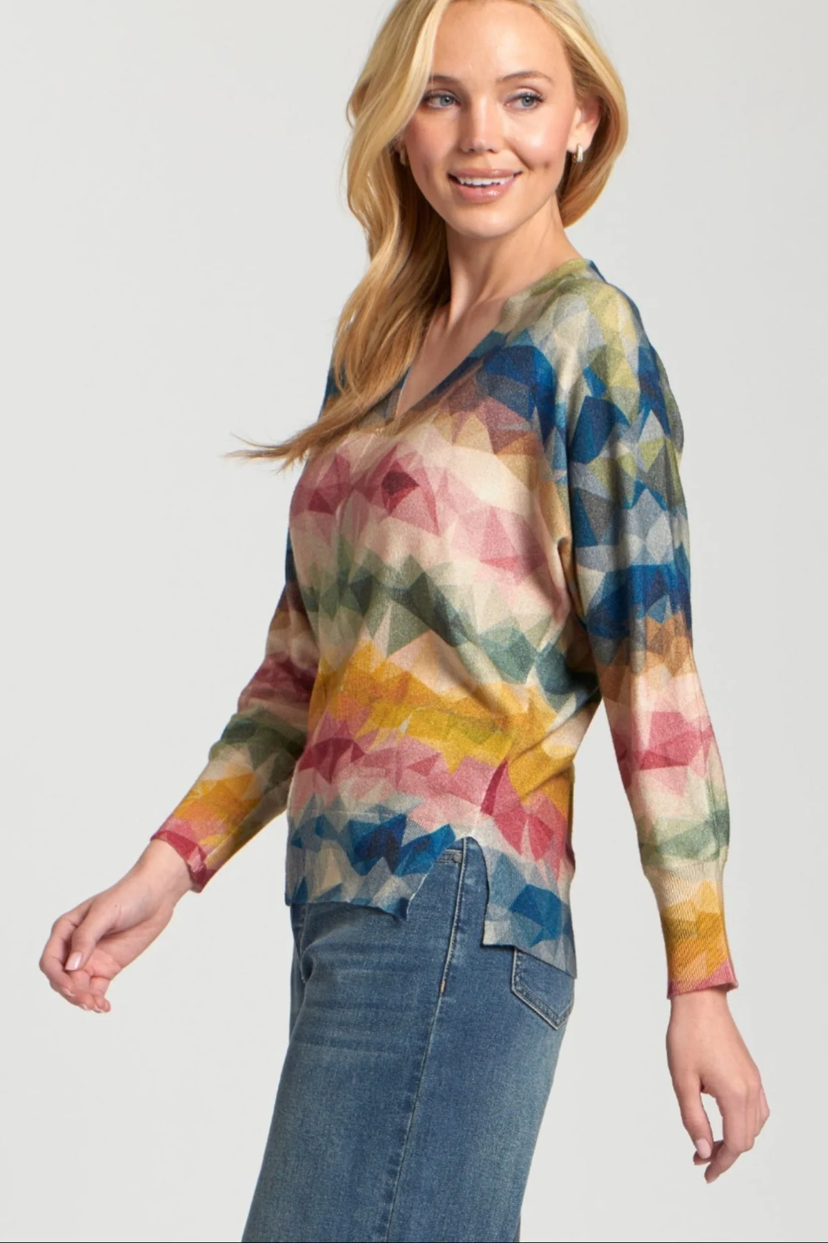 Triangle Stripe V-Neck Pullover