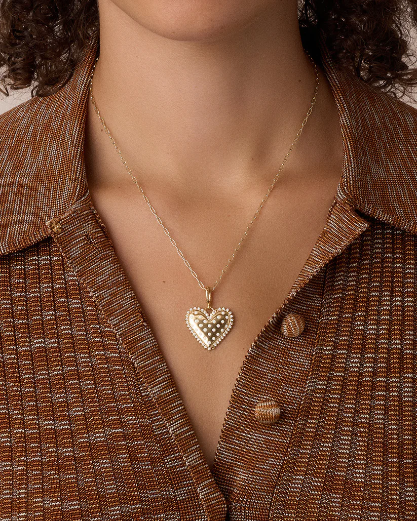 Vintage Heart Dot Parker Charm