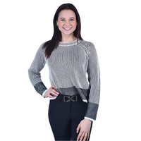 Two Tone Plated Crew Neck Sweater