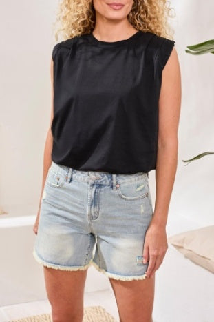 Padded Shoulder Muscle Tee Black