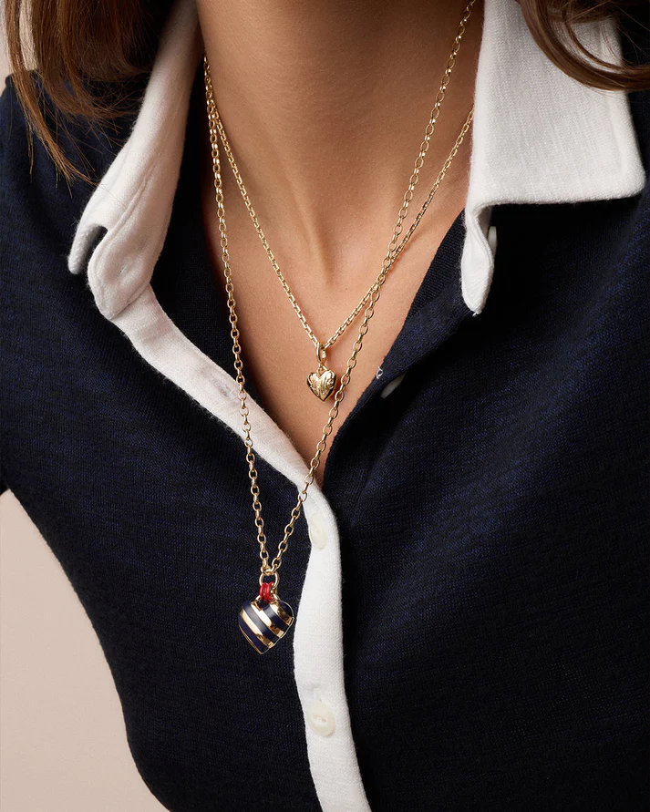 Campbell Heart Pendant Necklace-Blue