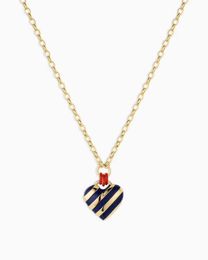 Campbell Heart Pendant Necklace-Blue