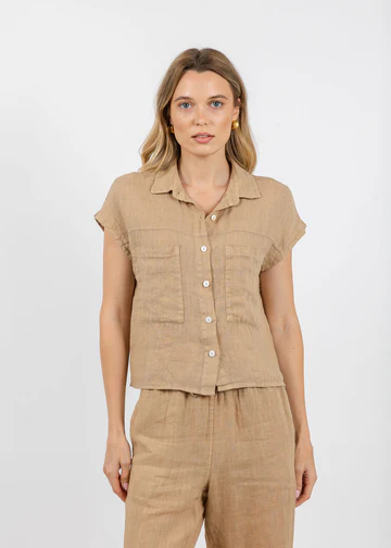 Effie Short Sleeve Linen Shirt S26