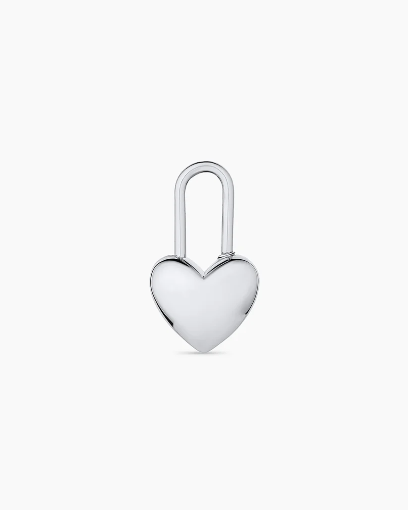 Heart Padlock Charm Silver