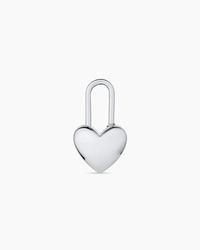 Heart Padlock Charm Silver