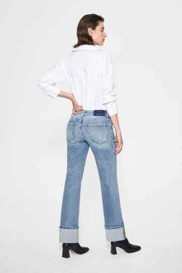 FLORA MID RISE STRAIGHT CUFFED DENIM JEANS BYT5217